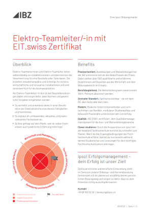 Elektro-Teamleiter/-in mit EIT.swiss Zertifikat