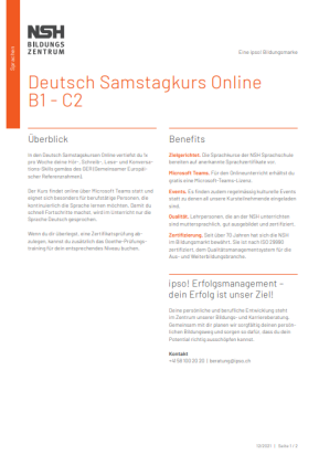 deutsch samstagkurs online